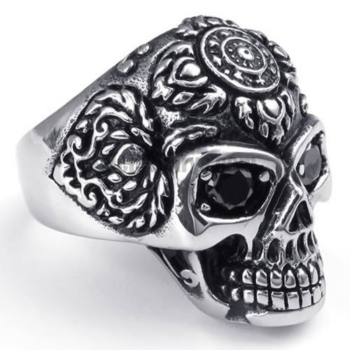 Vintage Stainless Steel Gothic Skull Biker Men Ring SWR0099 - Click Image to Close